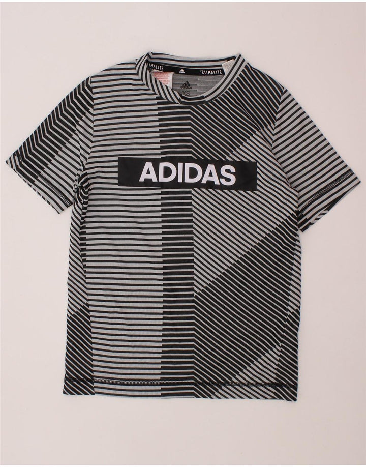 ADIDAS Boys Climalite Graphic Camiseta Top 2-3 Anos XS Cinza Listrado