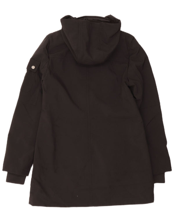 Jaqueta parka feminina com capuz French Connection UK 10 pequena preta