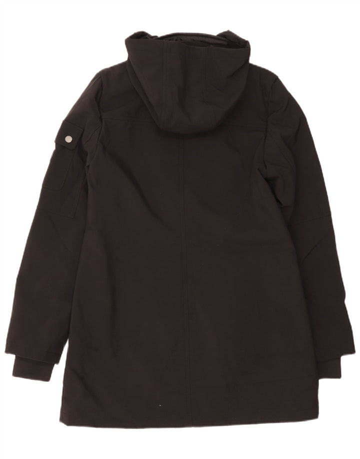 Jaqueta parka feminina com capuz French Connection UK 10 pequena preta