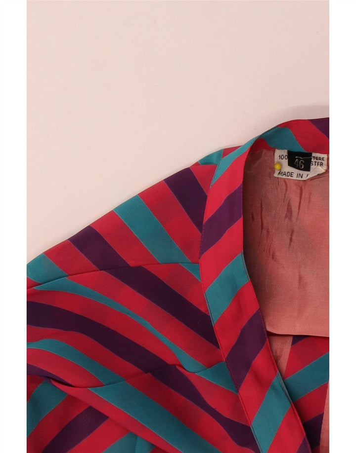 Saia larga feminina vintage IT 46 grande W28 poliéster listrado multicolorido