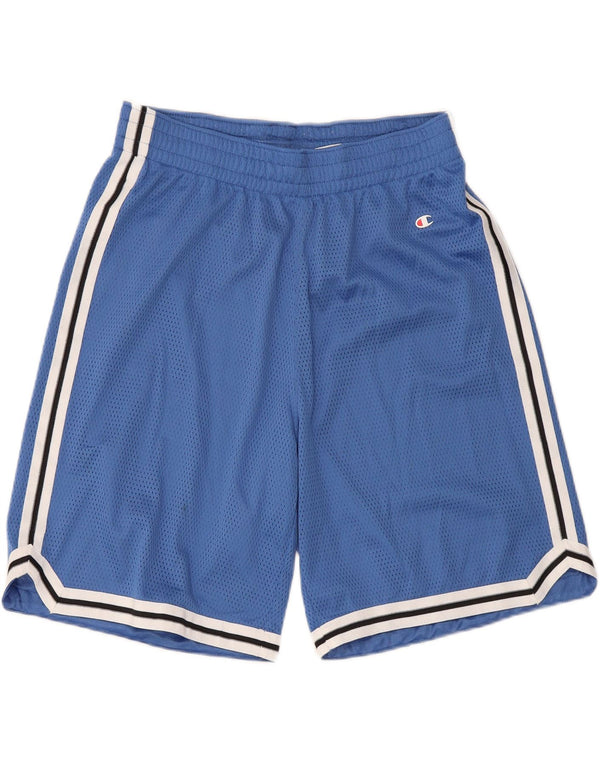Shorts esportivos masculinos Champion pequeno azul colorblock poliéster