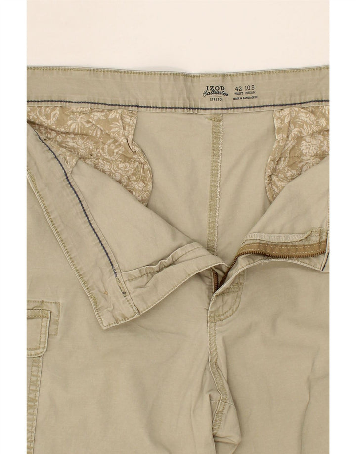 IZOD Mens Salt Water Cargo Shorts W42 2XL Brown Cotton Vintage Izod and Second-Hand Izod from Messina Hembry 