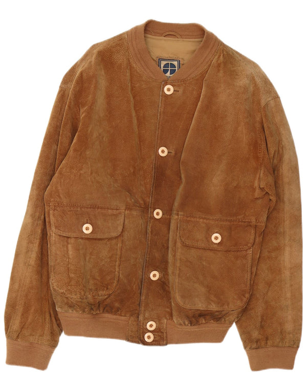 Jaqueta bomber masculina de camurça Essebi IT 54 2XL couro marrom