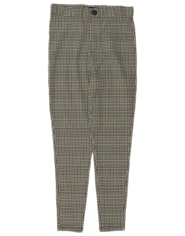 Zara Calça feminina casual cintura alta médio W28 L27 guingão multicolorido