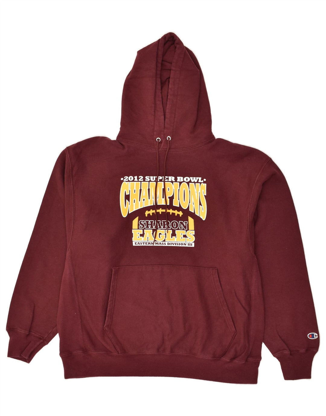 CHAMPION Mens Graphic Hoodie Jumper XL Burgundy Cotton Vintage Champion and Second-Hand Champion from Messina Hembry 
