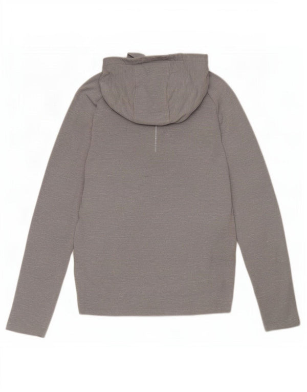 Nike Mens Dri Fit Hooded Top Long Sleeve Medium Grey Flecked Polyester