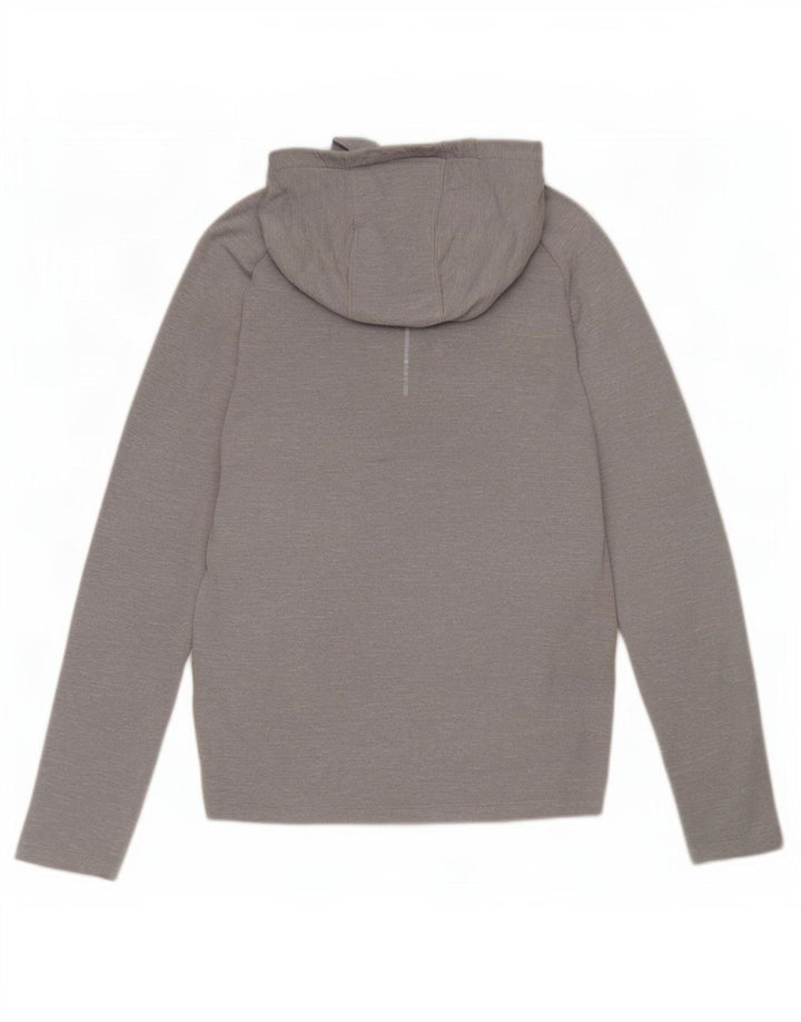 Top masculino Nike Dri Fit com capuz manga comprida poliéster manchado cinza médio
