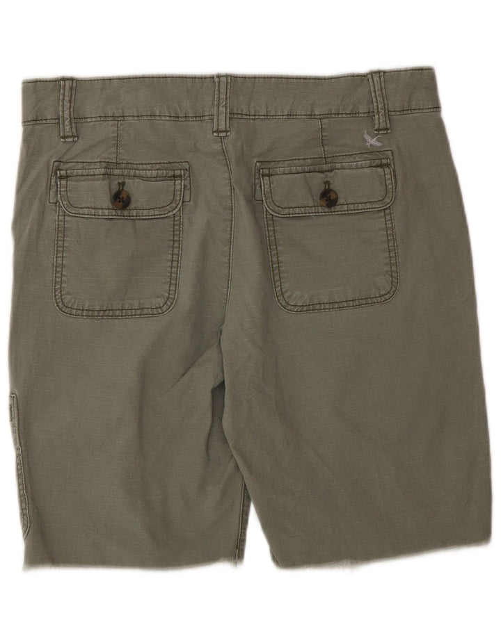 Shorts cargo feminino Eddie Bauer US 6 médio W30 algodão cáqui
