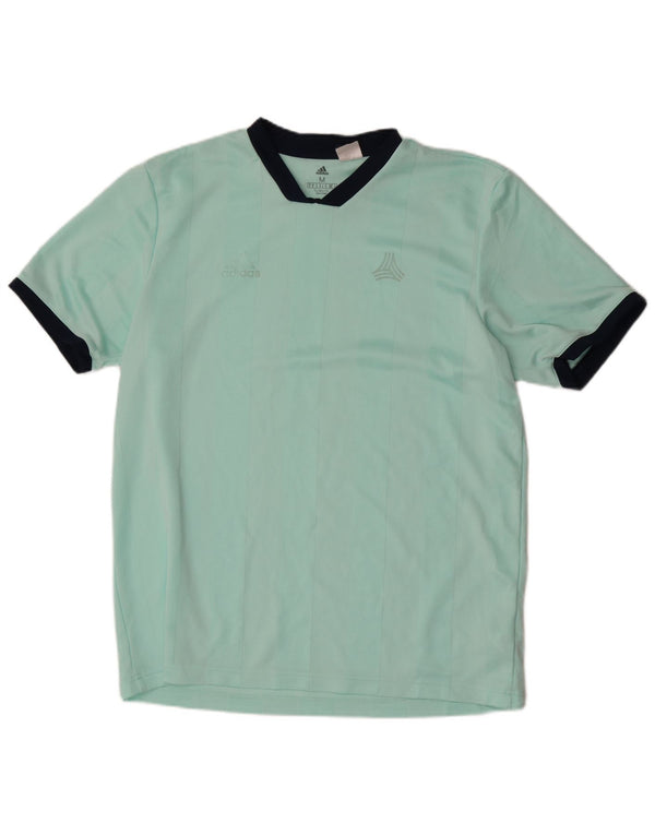 Adidas Masculino Climalite Camiseta Top Médio Turquesa Listrado Poliéster