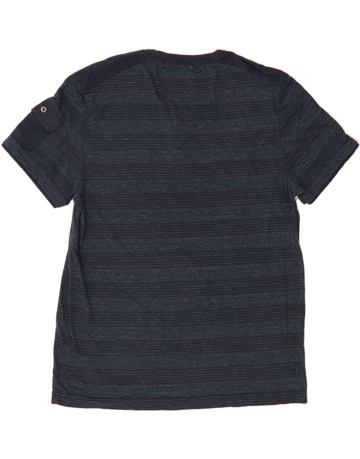 GUESS Mens T-Shirt Top XL Blue Striped Cotton Vintage Guess and Second-Hand Guess from Messina Hembry 