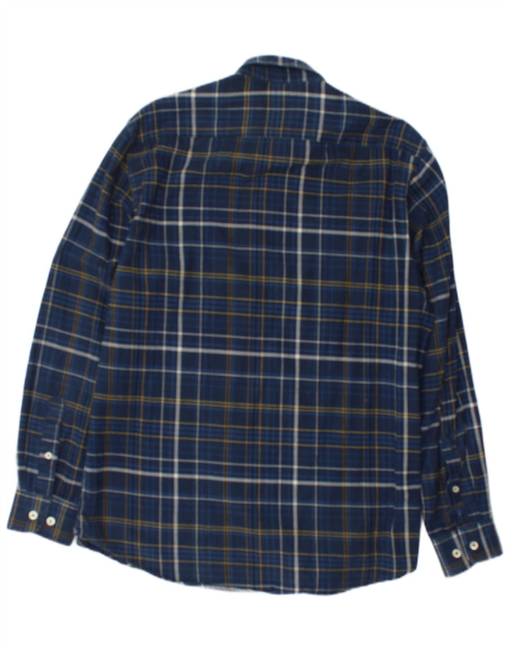 Camisa masculina de flanela Carrera Regular Fit grande algodão xadrez azul marinho