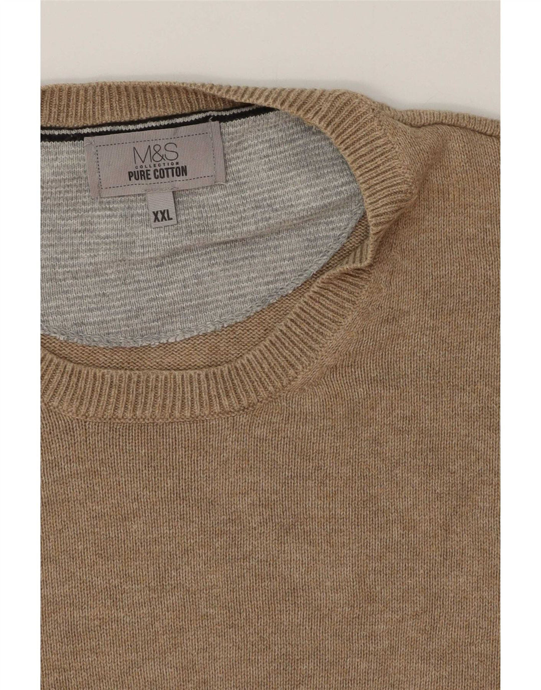 Suéter masculino Marks & Spencer com gola redonda 2XL algodão bege