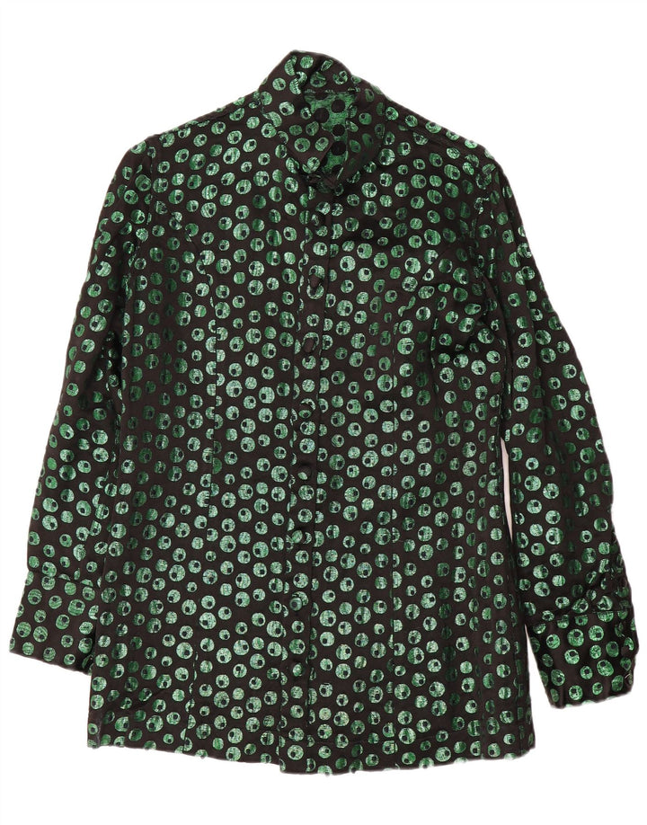Camisa Masculina Vintage Pequena Geométrica Preta