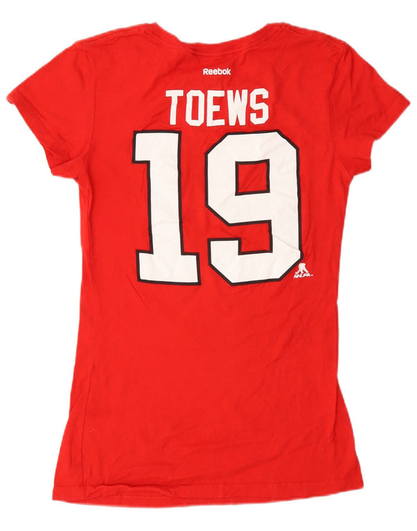 Camiseta feminina Reebok Chicago Blackhawks gráfica top UK 14 grande algodão vermelho