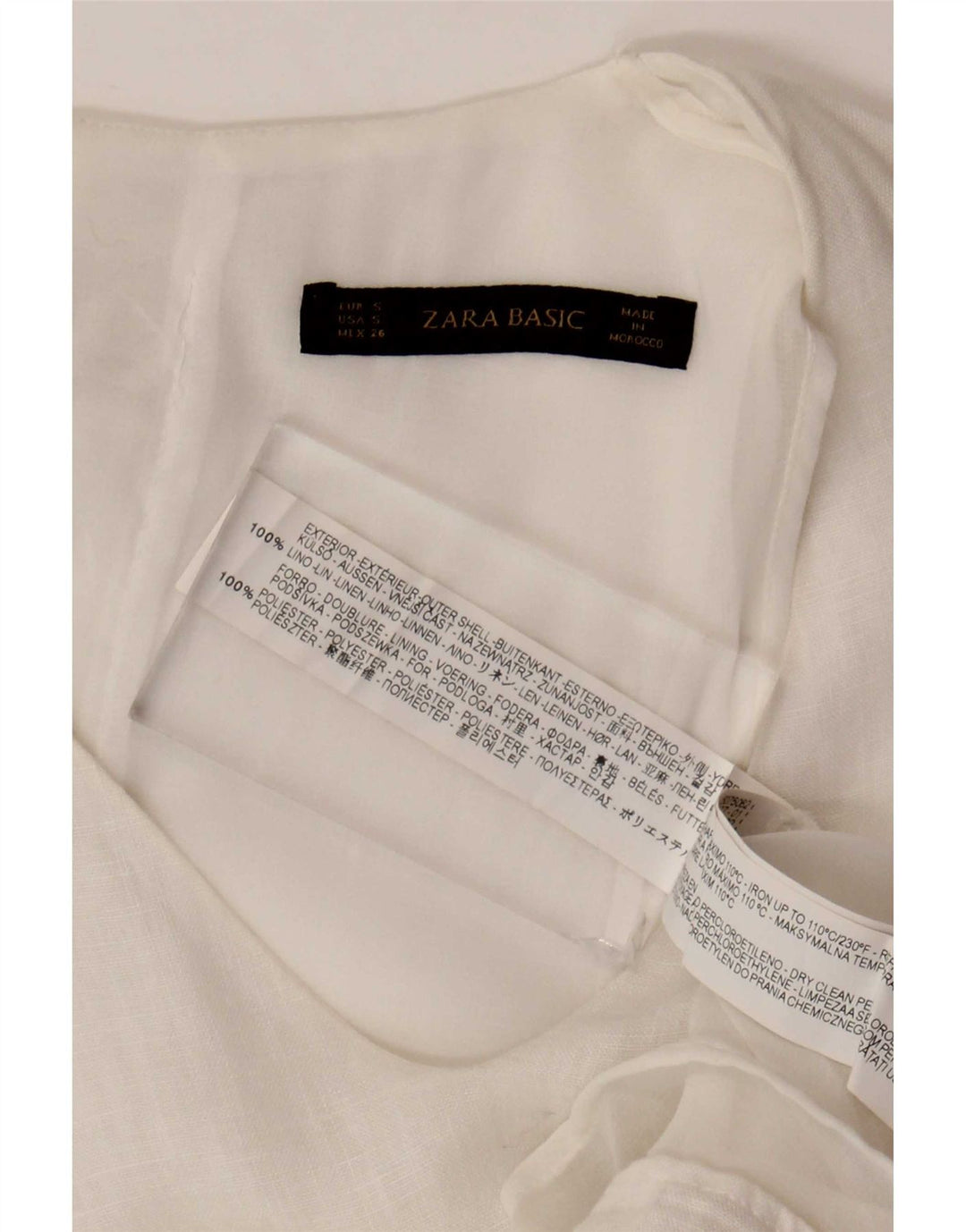 Vestido feminino sem mangas Zara UK 10 pequeno linho branco