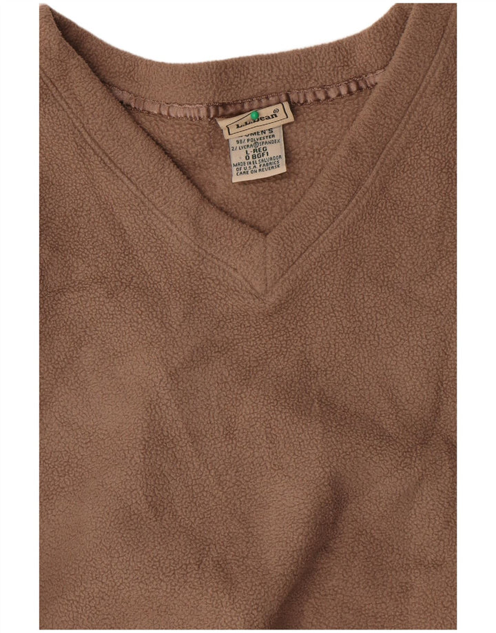 L.L.Bean Suéter de lã feminino Reino Unido 16 grande poliéster bege