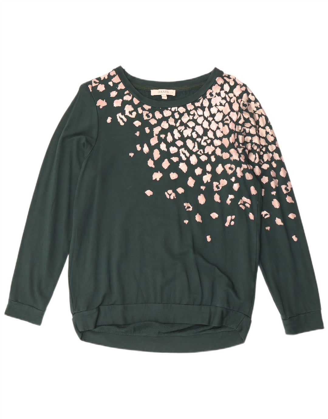 Suéter oversized feminino Oasis UK 10 com estampa animal verde pequena