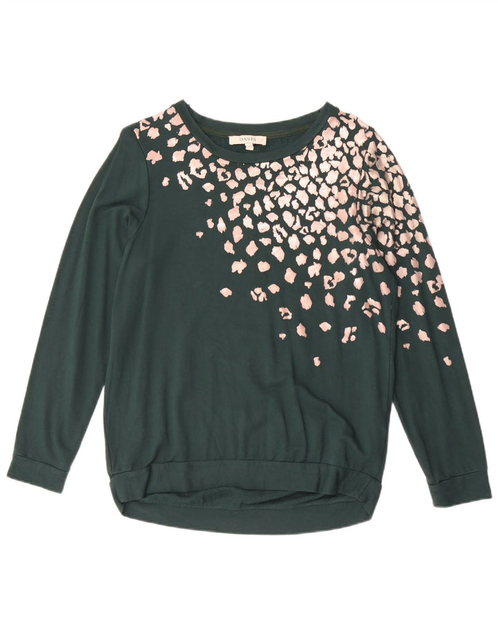 Suéter oversized feminino Oasis UK 10 com estampa animal verde pequena