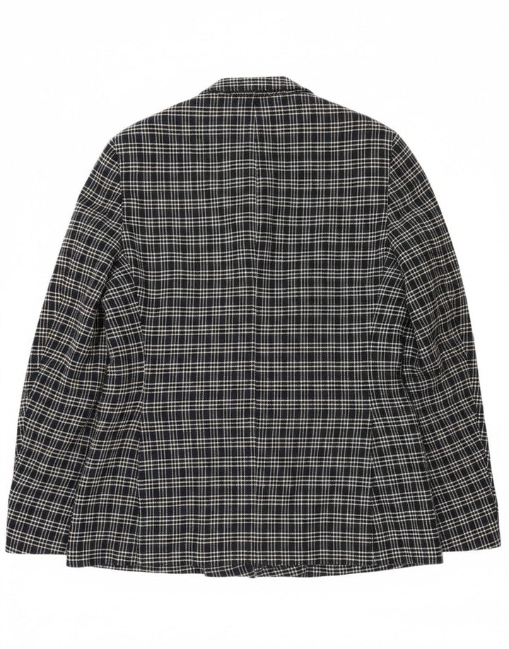 Jaqueta blazer masculina Manuel Ritz com peito duplo IT 48 xadrez azul marinho médio