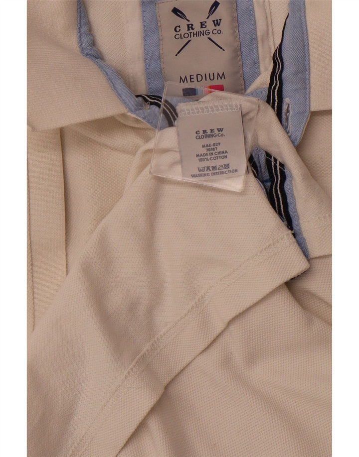 CREW CLOTHING Camisa polo masculina gráfica médio algodão branco