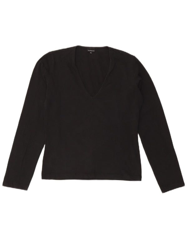 CALVIN KLEIN JEANS Top feminino manga comprida UK 18 XL preto