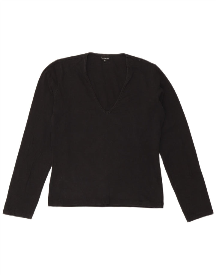 CALVIN KLEIN JEANS Top feminino manga comprida UK 18 XL preto