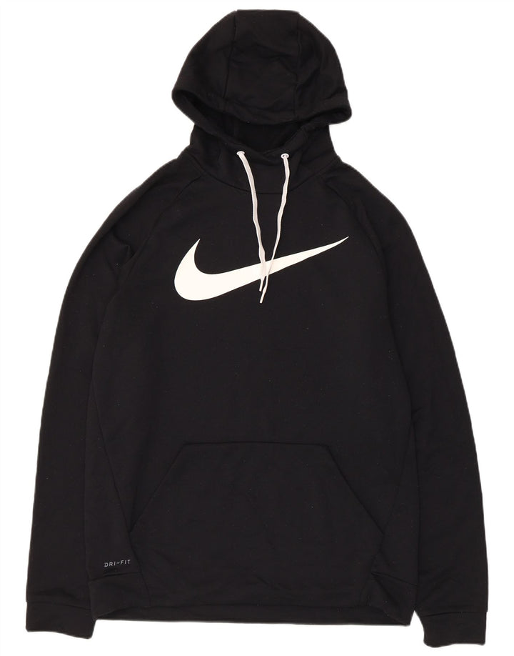 Suéter Nike masculino Dri Fit Graphic com capuz médio preto poliéster