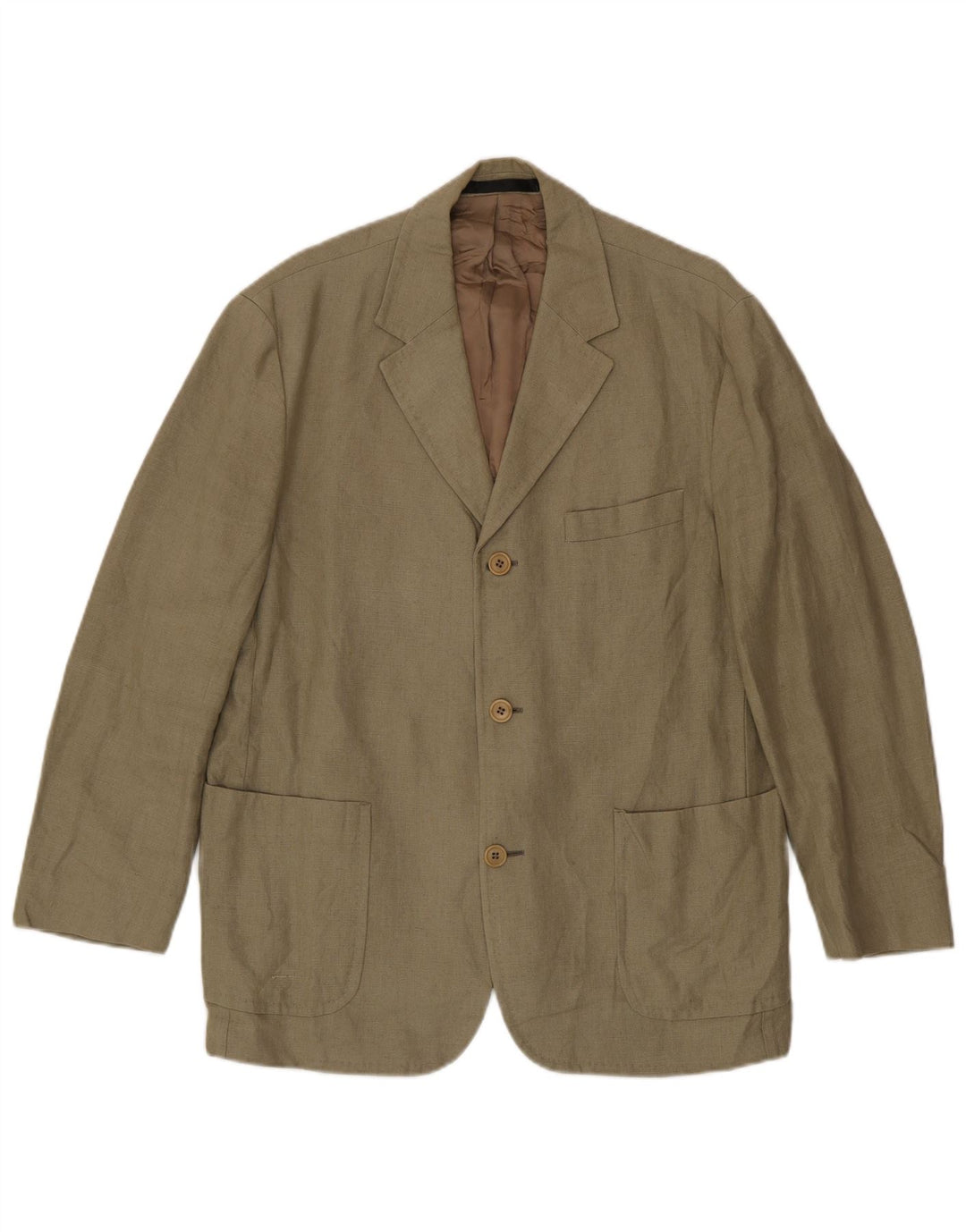 Jaqueta blazer masculina de 3 botões Marks & Spencer Reino Unido 40 linho cáqui médio