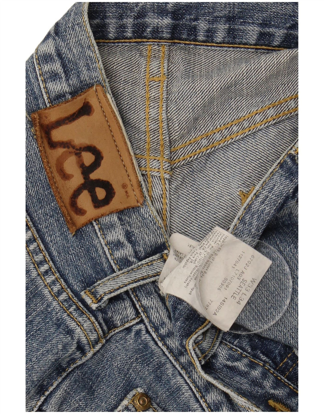 Lee Mens Seattle Straight Jeans W33 L30 Azul Algodão