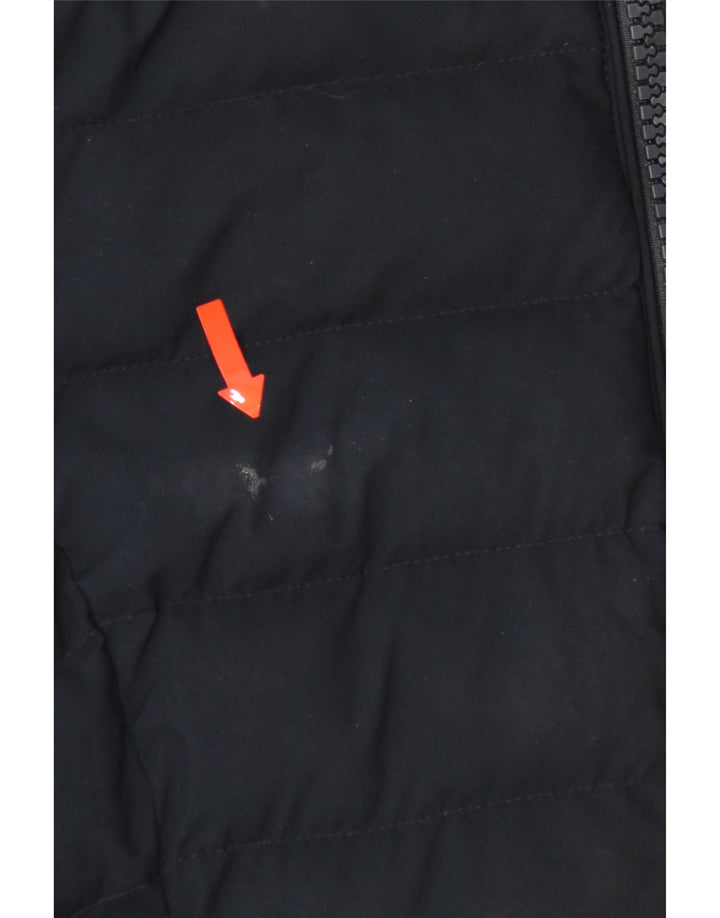 Casaco acolchoado com capuz feminino Superdry UK 10 pequeno poliéster azul marinho