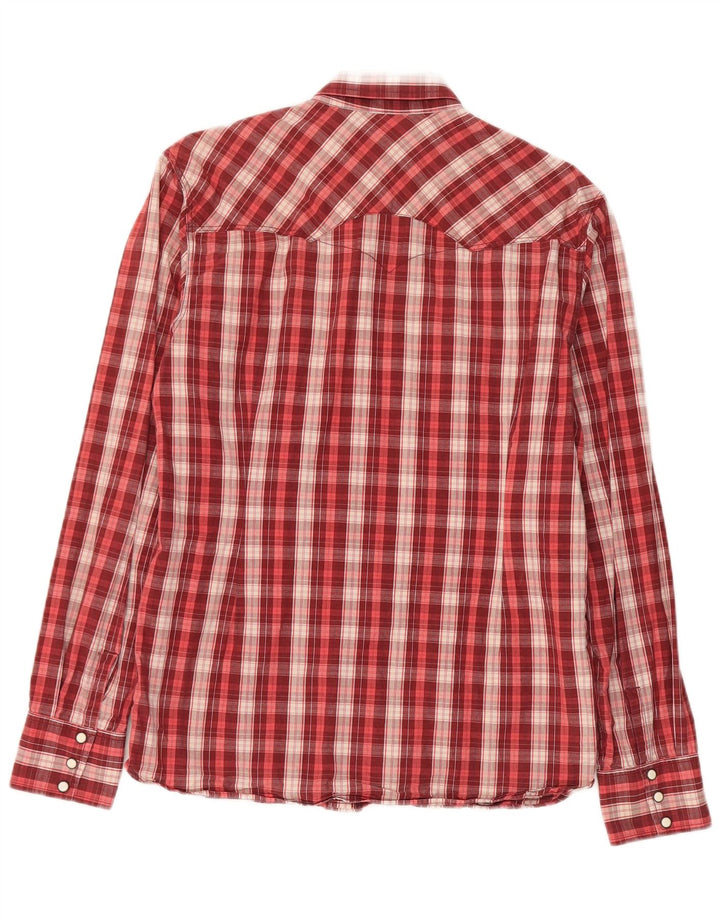 Camisa masculina Western Levi's grande xadrez vermelho de algodão