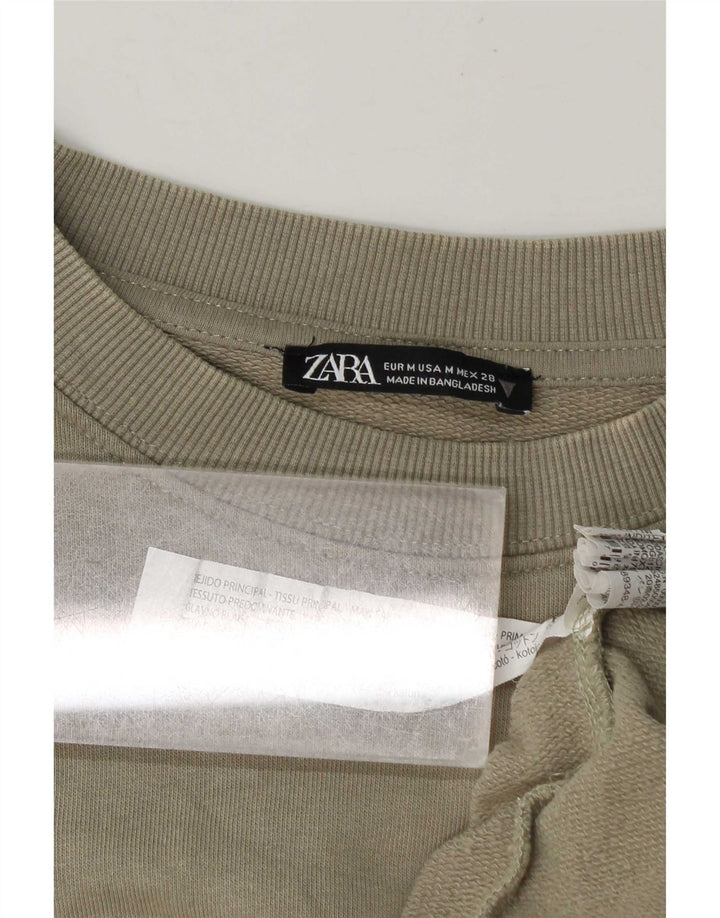 Zara Moletom Masculino Jumper Médio Algodão Cáqui