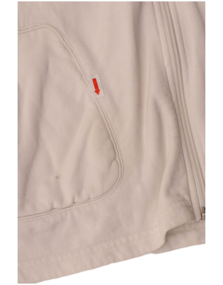 ADIDAS Womens Tracksuit Top Jacket UK 14 Grande Algodão Branco