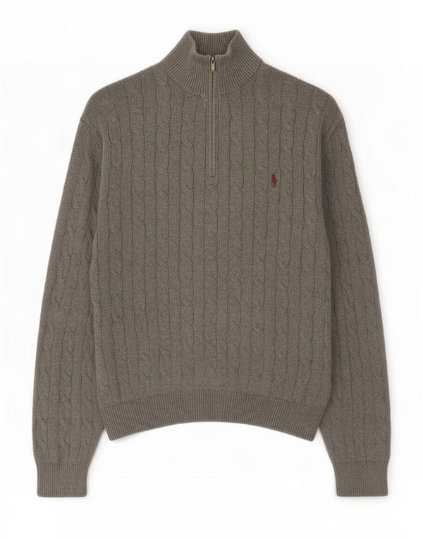 Suéter masculino Polo Ralph Lauren com zíper e gola XL algodão cinza