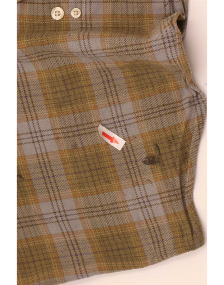 Camisa masculina de flanela Barbour grande algodão xadrez cáqui