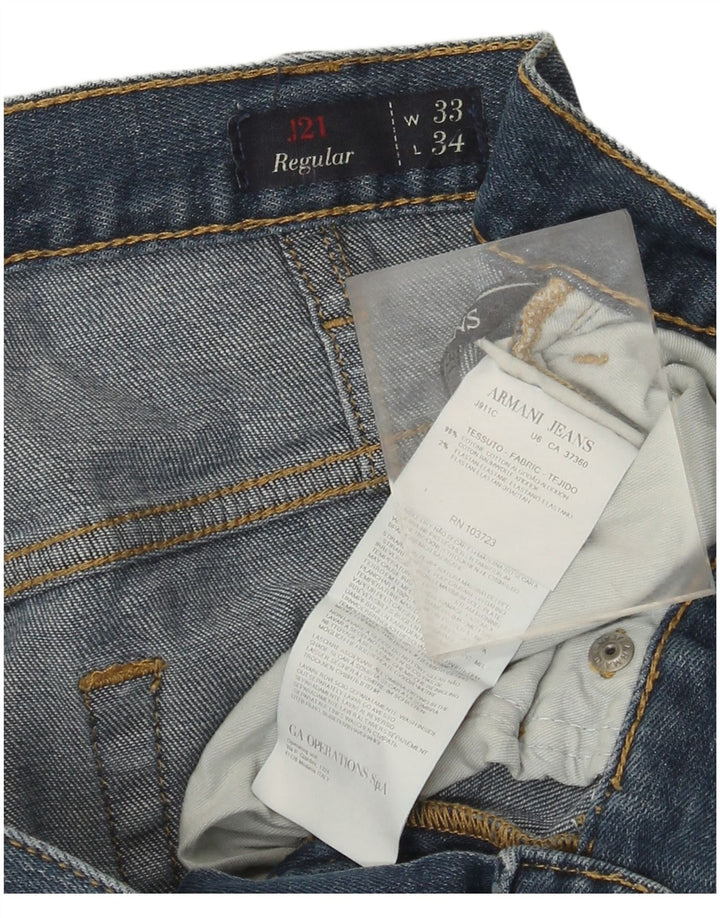 Armani Jeans Masculino Regular Straight Jeans W33 L30 Azul Algodão