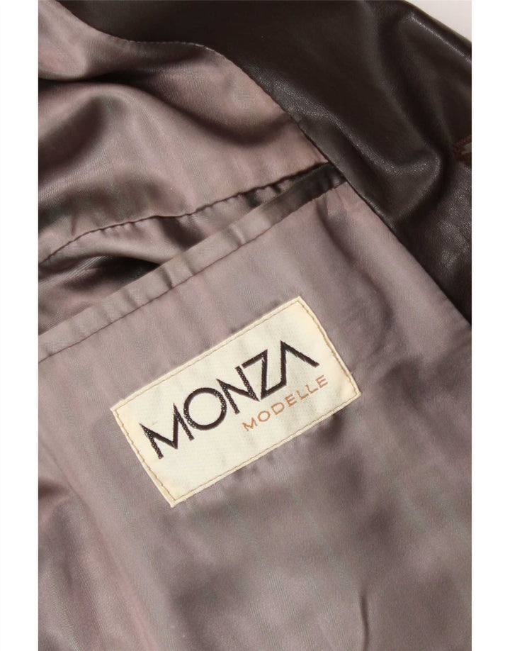 Jaqueta Blazer Monza Masculina de Couro com 3 Botões Reino Unido 38 Marrom Médio