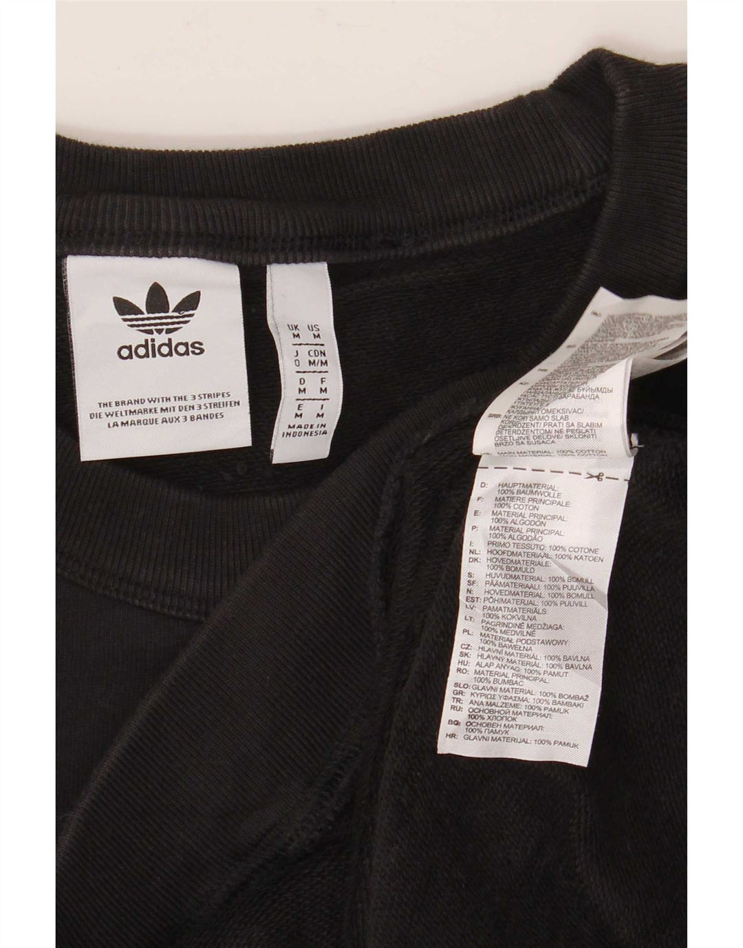Adidas Mens Moletom Jumper Médio Algodão Preto