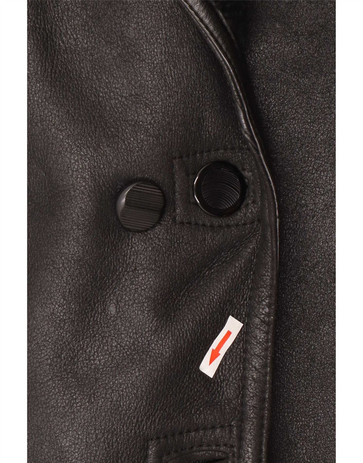 Jaqueta feminina vintage de shearling de grandes dimensões IT 44 médio preto