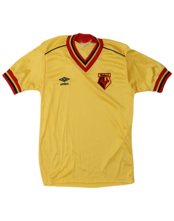 Camisa de futebol masculina Umbro Watford Home 1982-1985 pequena amarela esportiva