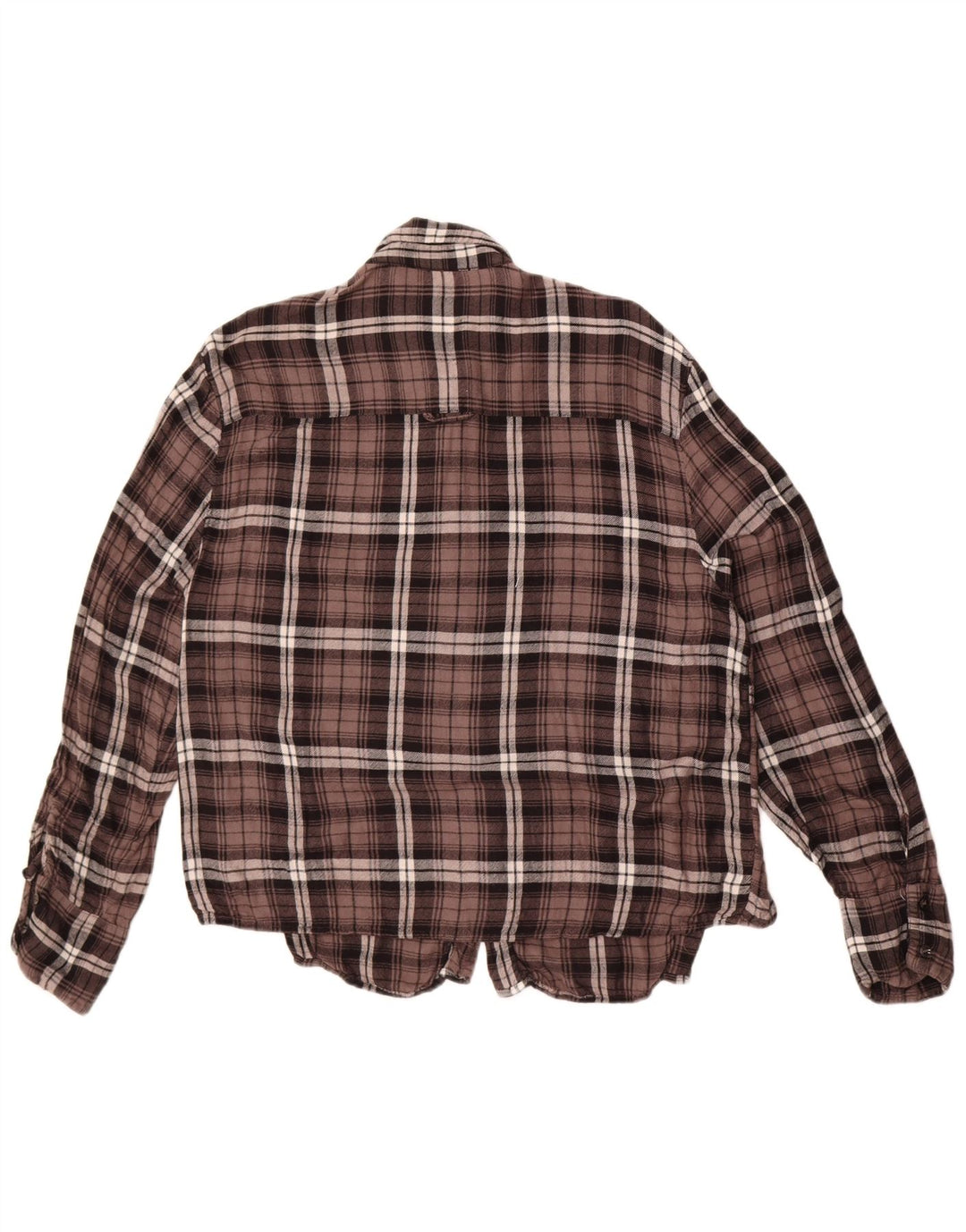 Camisa feminina de flanela Benetton UK 14 grande xadrez marrom