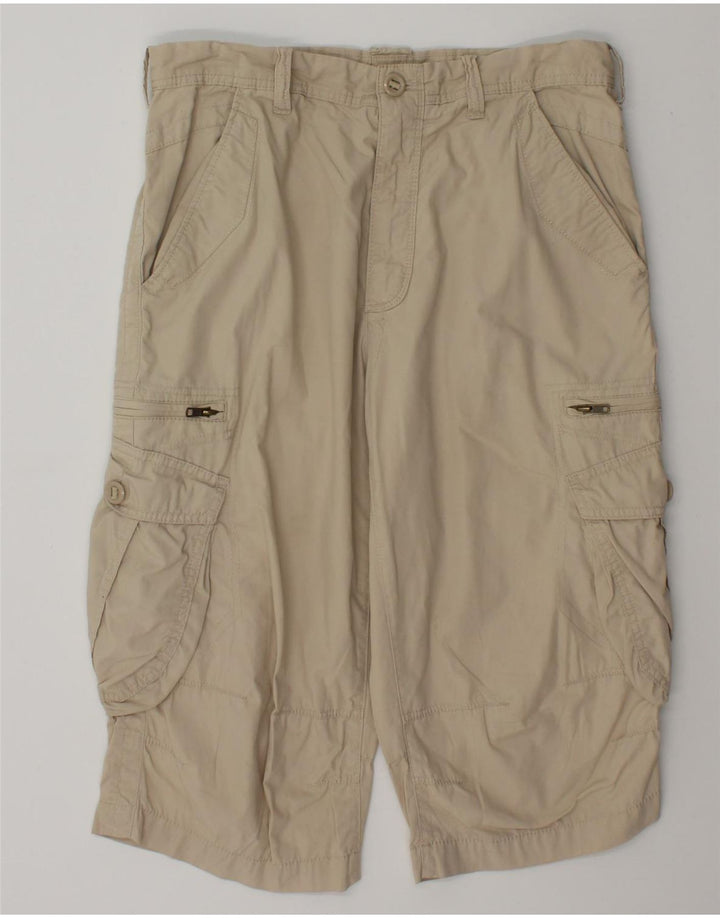Bermuda cargo masculina Marks & Spencer W34 grande algodão bege