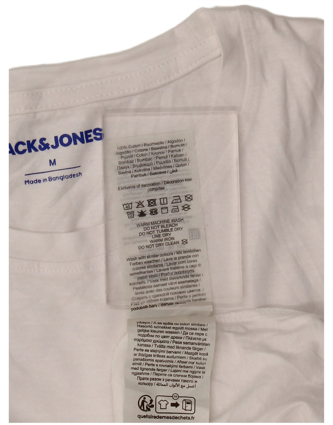 Camiseta masculina JACK & JONES de algodão branco médio