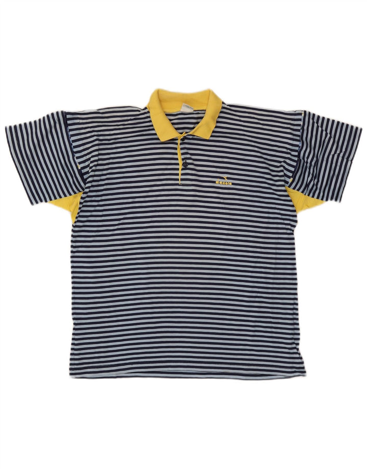 Camisa polo masculina Diadora IT 48 pequena listrada azul