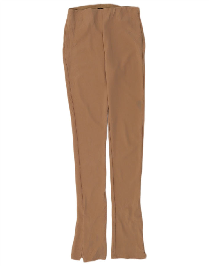 Zara Leggings feminino médio W28 L30 poliéster listrado marrom