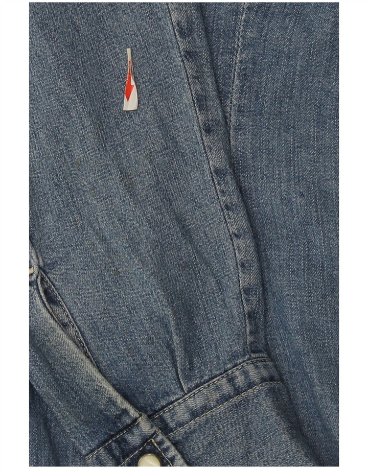 Camisa jeans feminina Replay UK 12 algodão azul médio