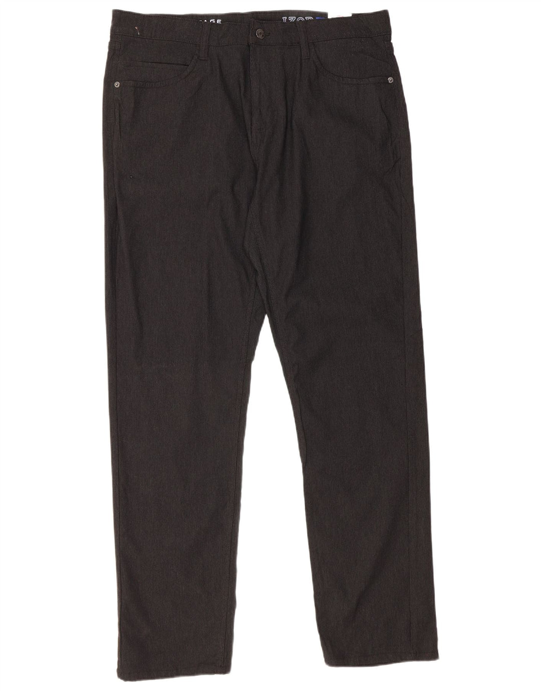 Calça feminina reta casual Izod W36 L32 preto rayon