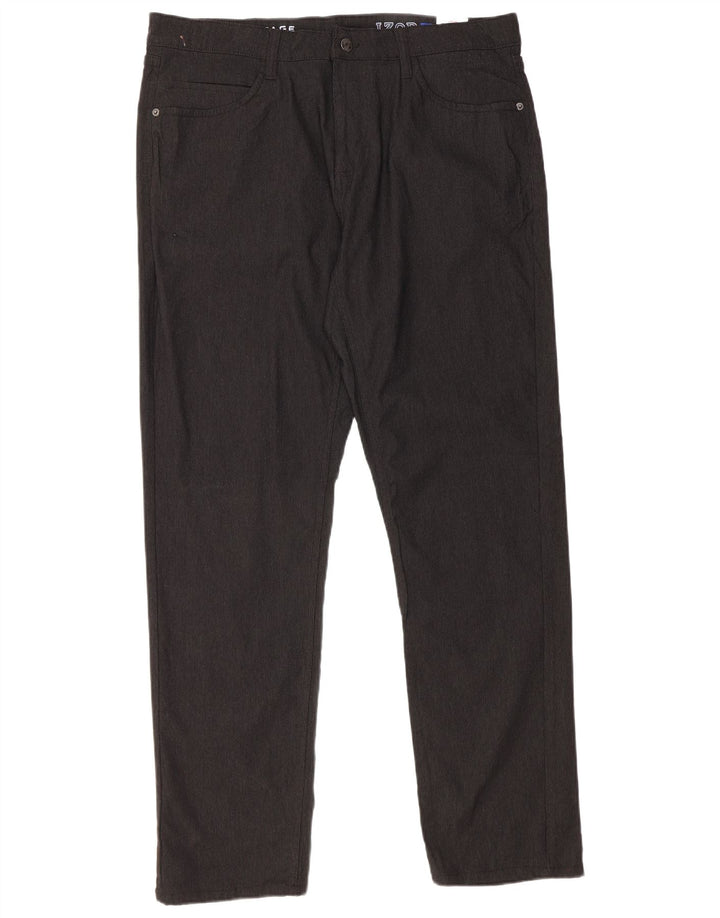 Calça feminina reta casual Izod W36 L32 preto rayon