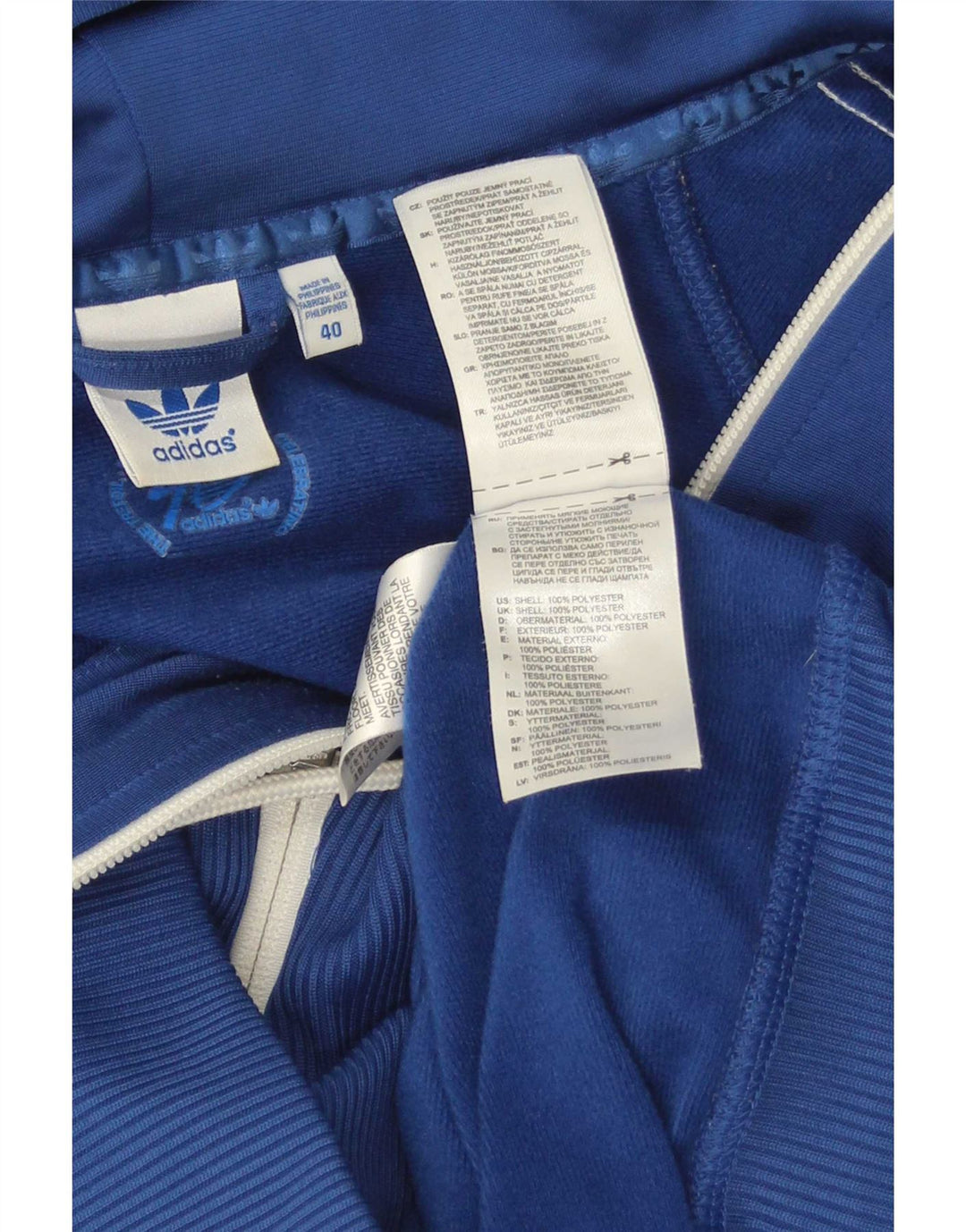 Adidas Womens Zip Hoodie Sweater EU 40 Médio Azul Poliéster Esportes