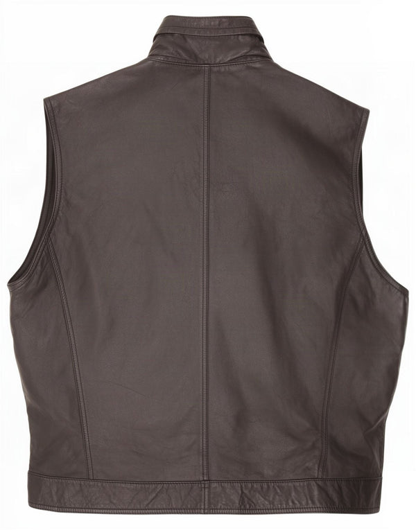 Colete de couro masculino vintage UK 42 XL preto